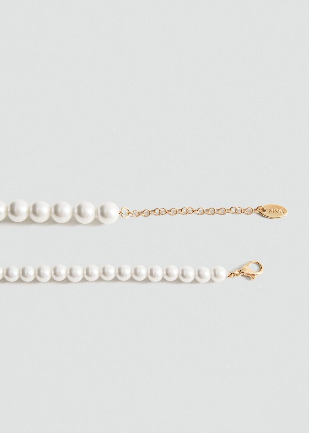 White Double Pearl Necklace, White, large image number 4