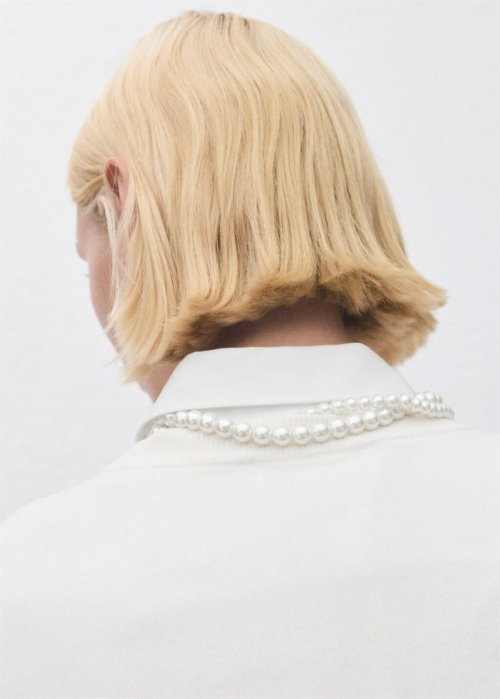White Double Pearl Necklace, White, large image number 11