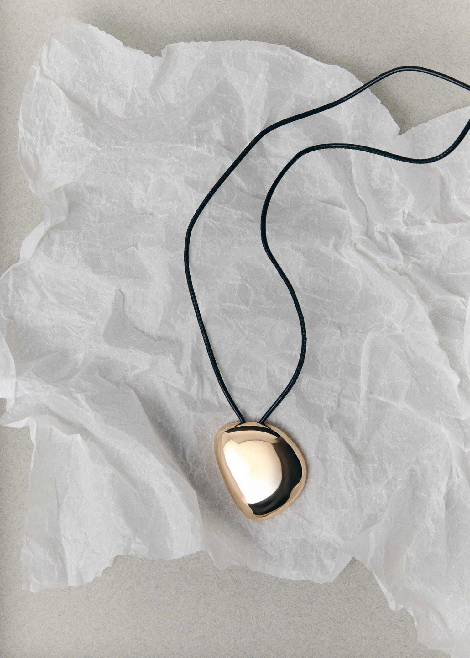 Gold Metal Pendant Necklace, 0201_OR, large image number 2