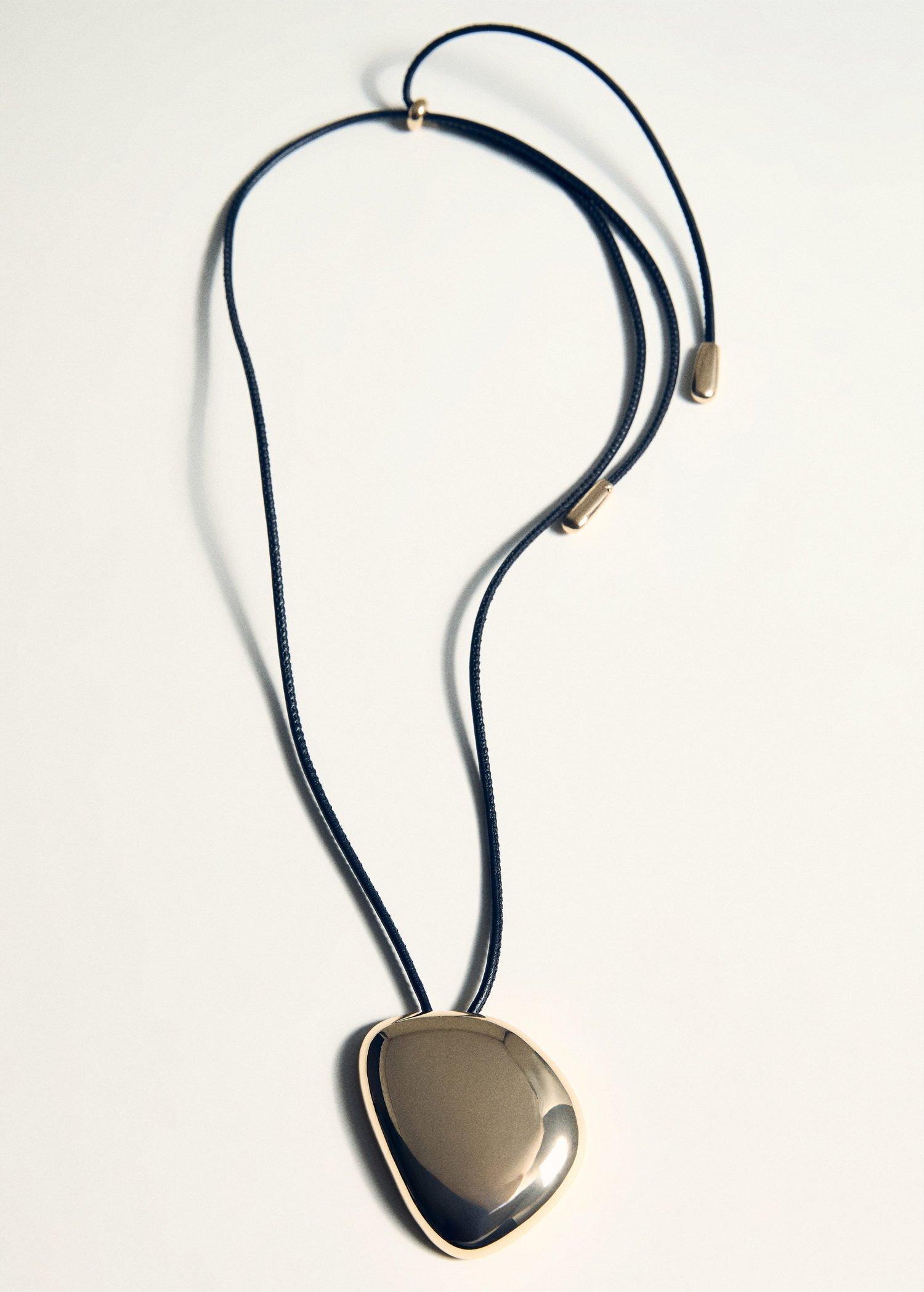 Gold Metal Pendant Necklace, 0201_OR, large image number 3