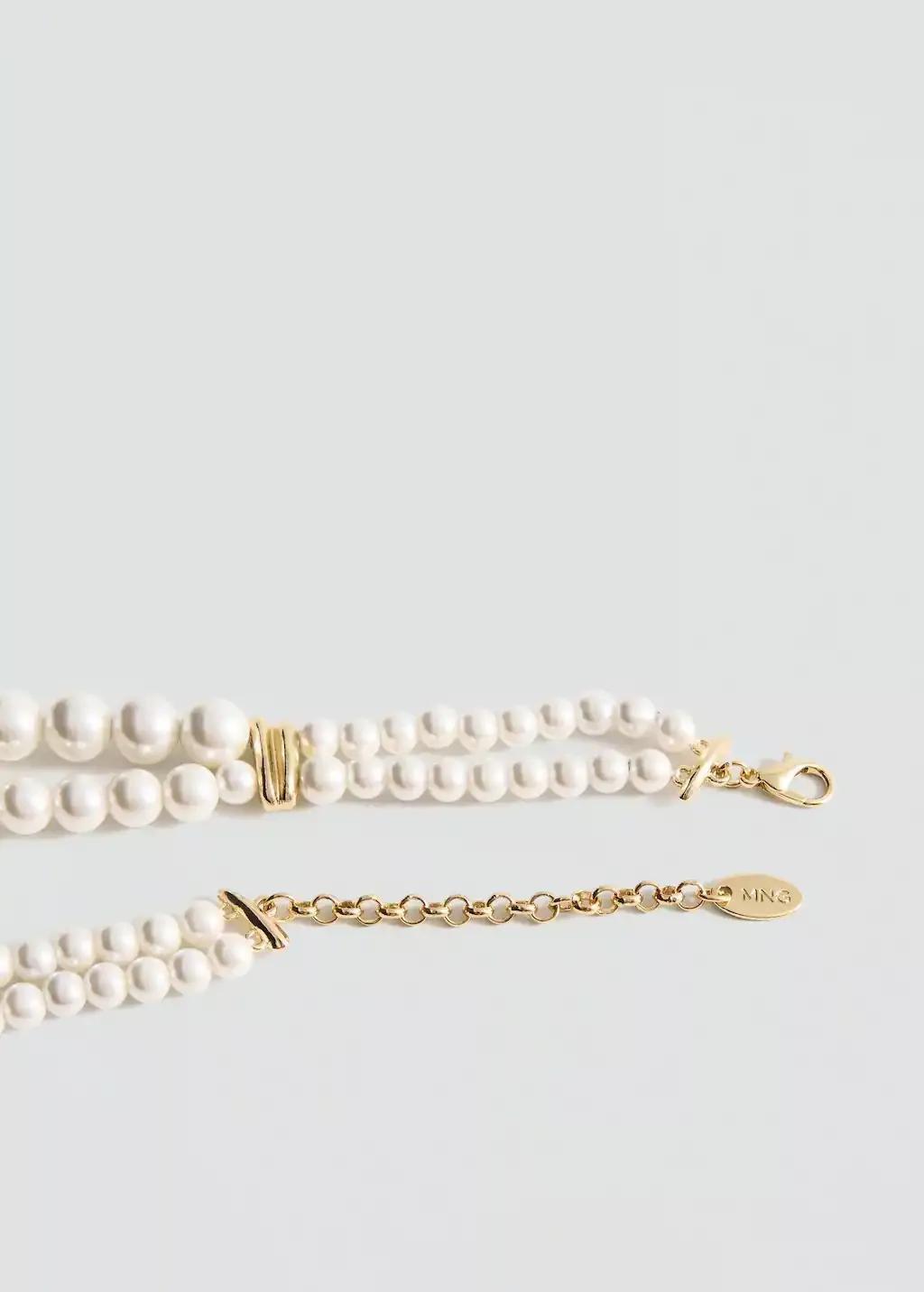 White Pearl And Crystal Choker, White, large image number 2