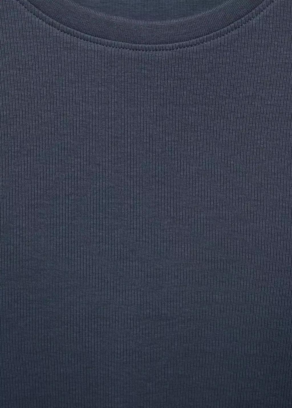 Blue Ribbed Long-Sleeved T-Shirt, Kids Girl, , large image number 1