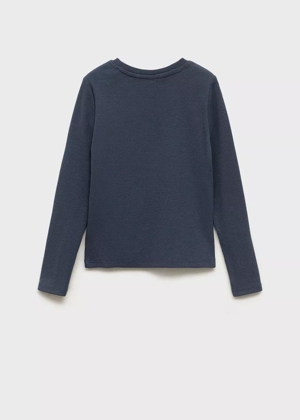 Blue Ribbed Long-Sleeved T-Shirt, Kids Girl, , large image number 2