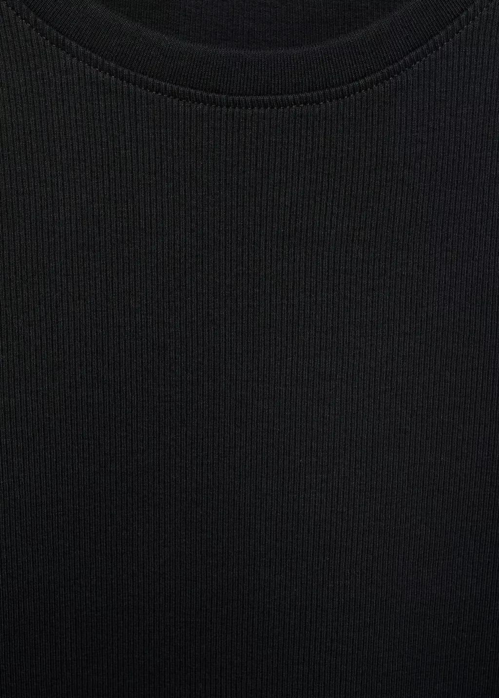 Black Ribbed Long-Sleeved T-Shirt, Kids Girl, , large image number 1