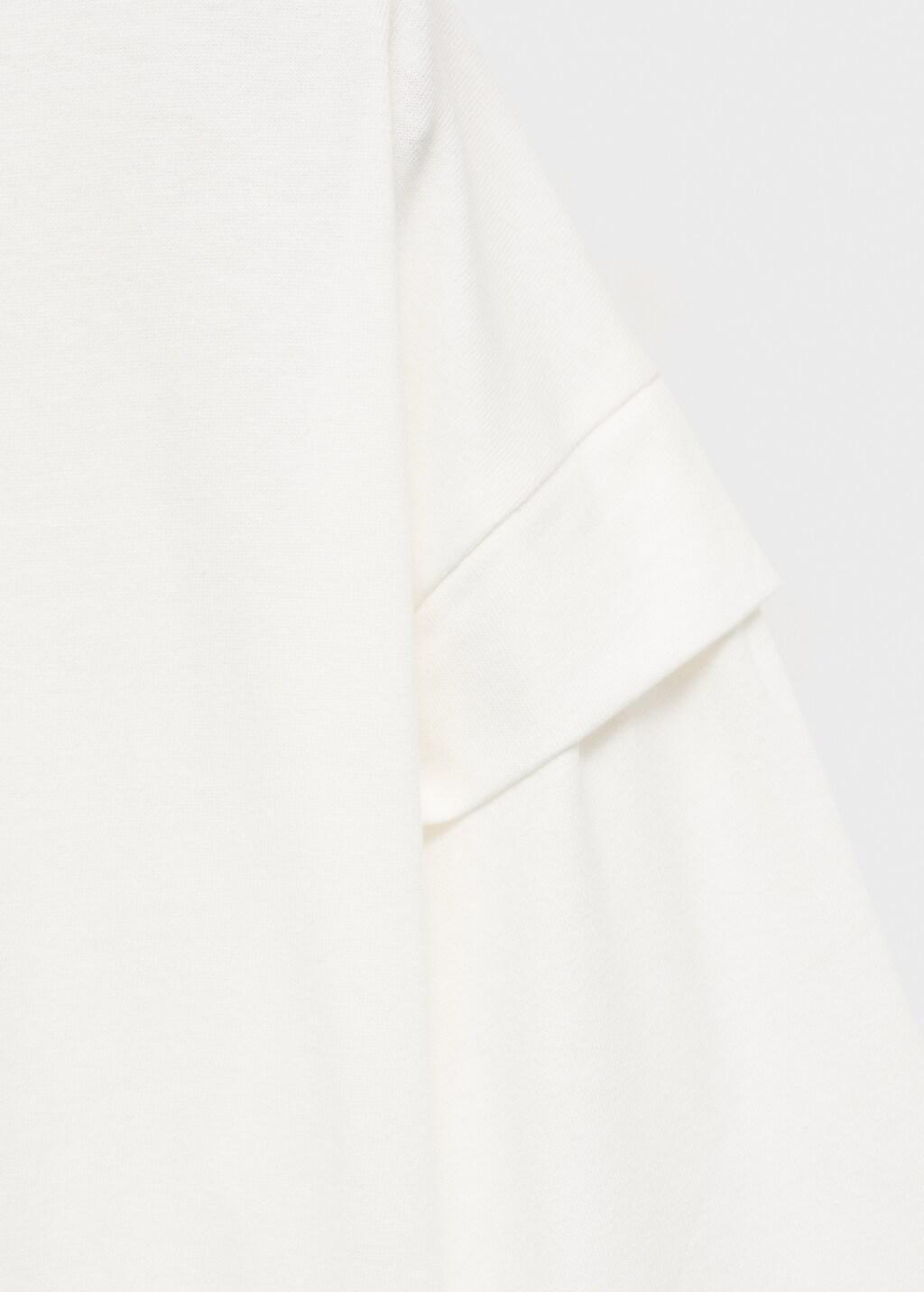 White Sleeve Detail T-Shirt, Kids Girl, Natural White, large image number 3
