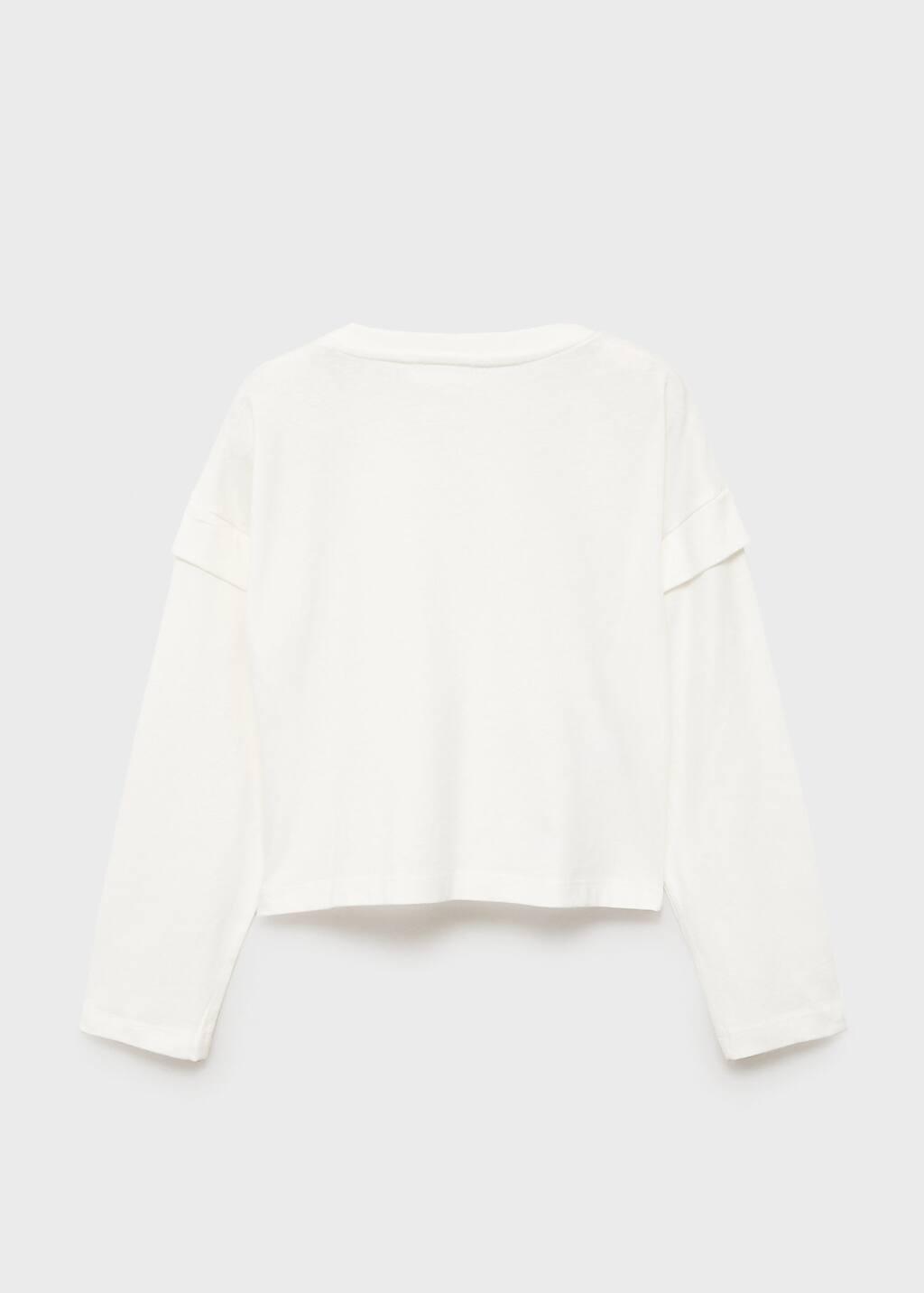 White Sleeve Detail T-Shirt, Kids Girl, Natural White, large image number 4