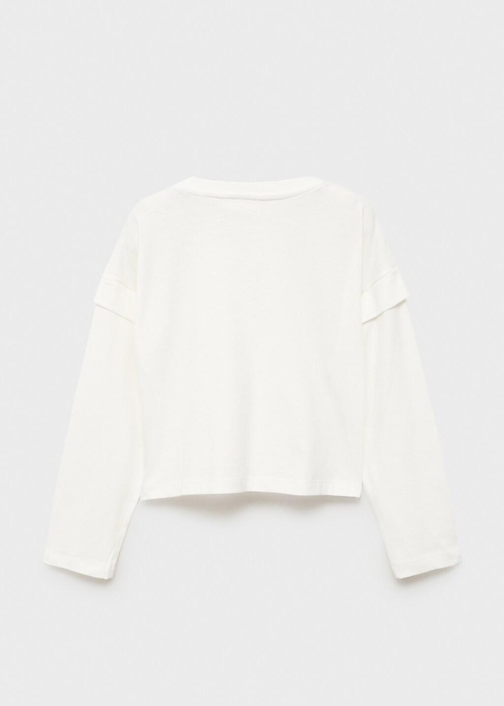 White Sleeve Detail T-Shirt, Kids Girl, Natural White, large image number 5