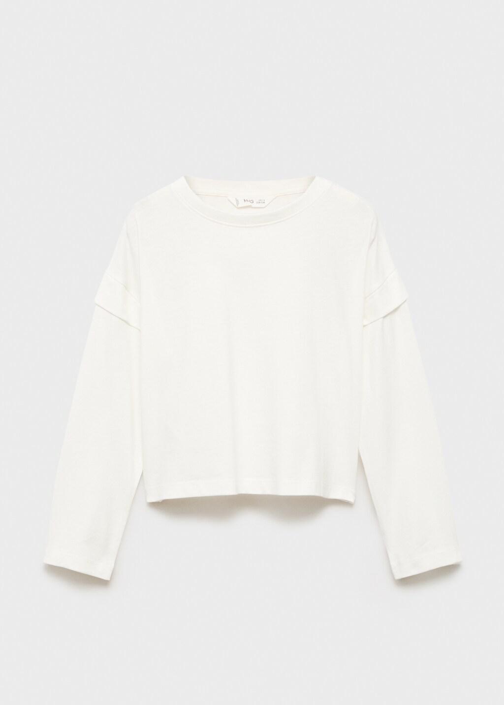 White Sleeve Detail T-Shirt, Kids Girl, Natural White, large image number 9