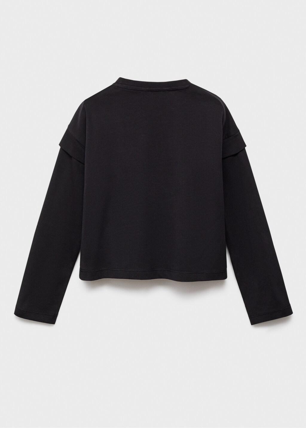 BLACK Sleeve detail t-shirt, Kids Girl, Black, large image number 1
