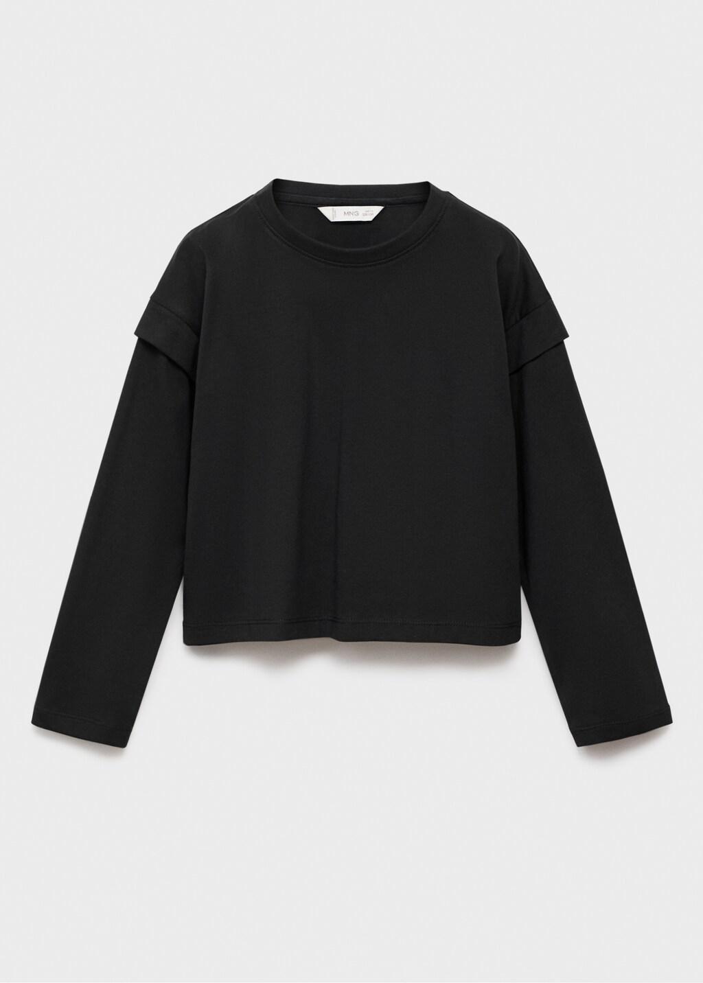 BLACK Sleeve detail t-shirt, Kids Girl, Black, large image number 3