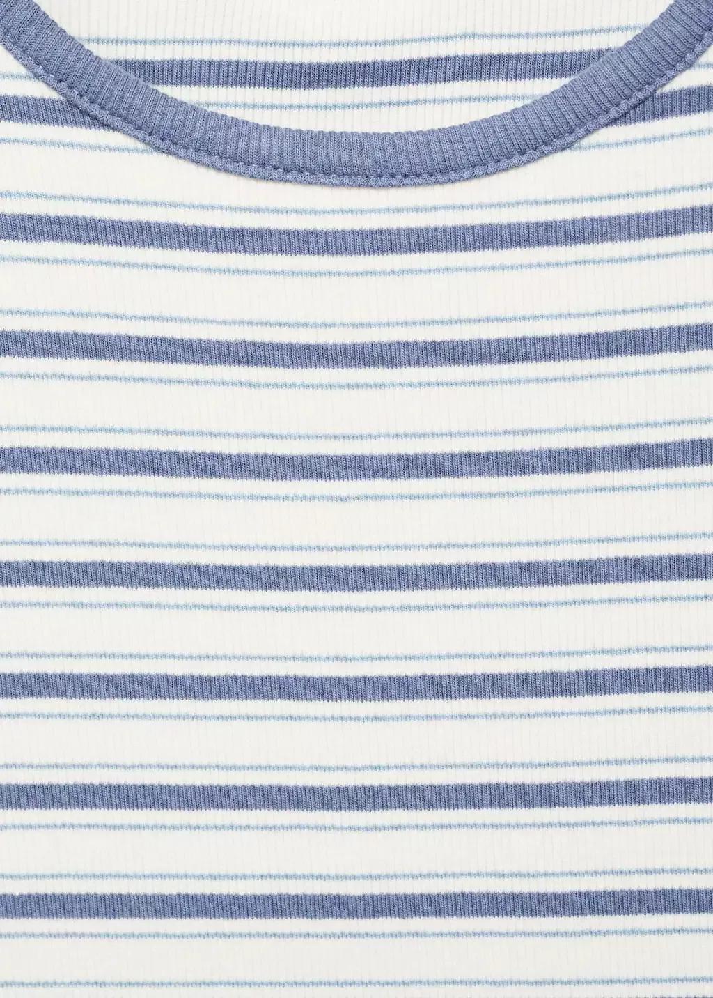 White Striped T-Shirt With Contrasting Collar, Kids Girls, , large image number 2