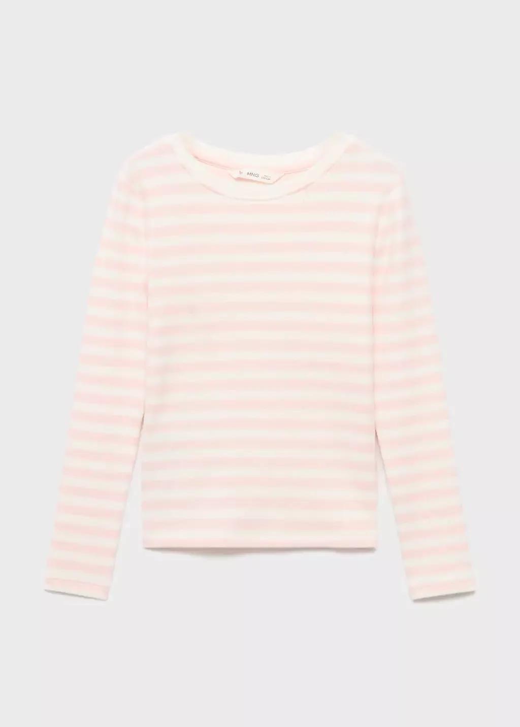 Pink Basic Striped T-Shirt, Kids Girl, , medium
