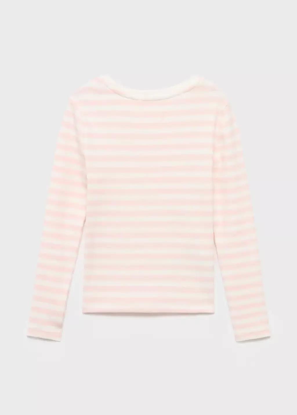 Pink Basic Striped T-Shirt, Kids Girl, , large image number 1