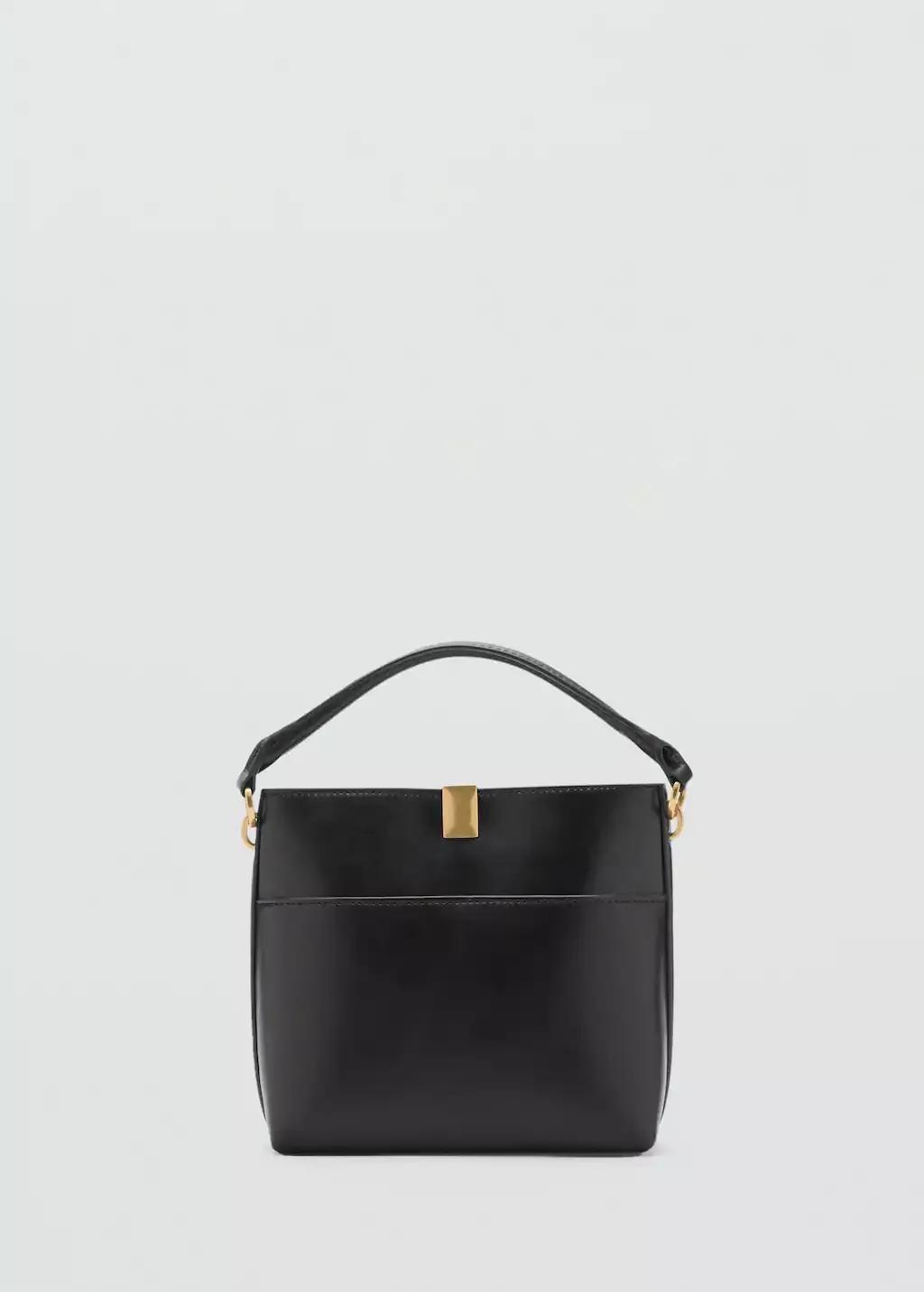 Black Bucket Bag With Metal Detail, 0201_99, large image number 3