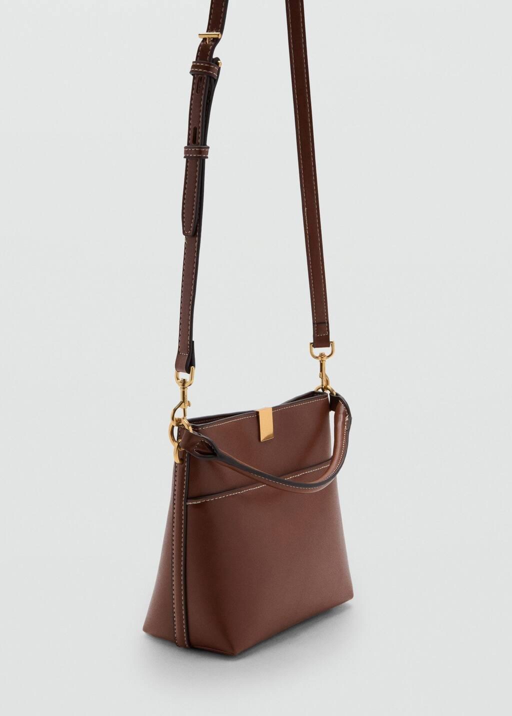 Brown Bucket Bag With Metal Detail, Medium Brown, large image number 0