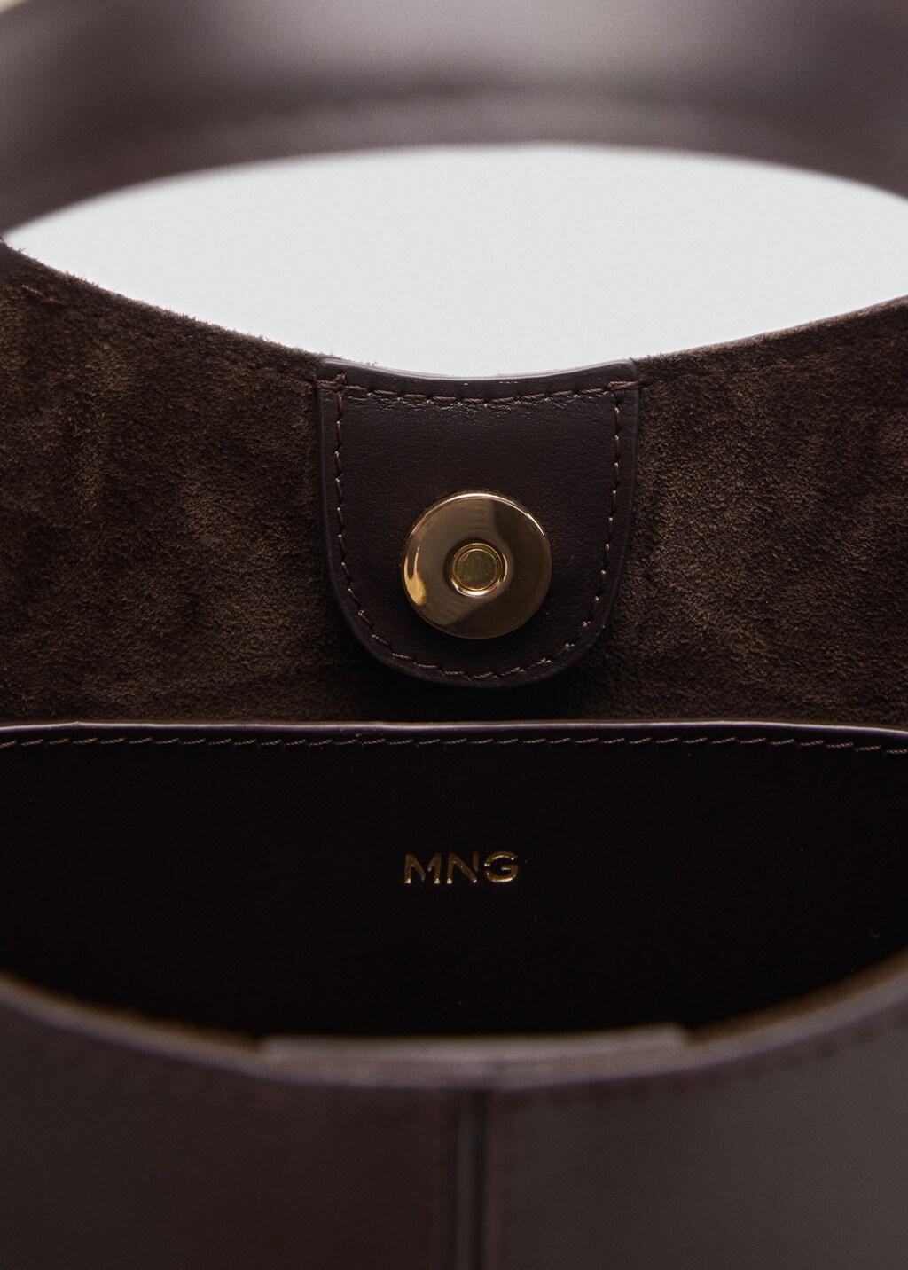 Brown Leather Handbag, Dark Brown, medium