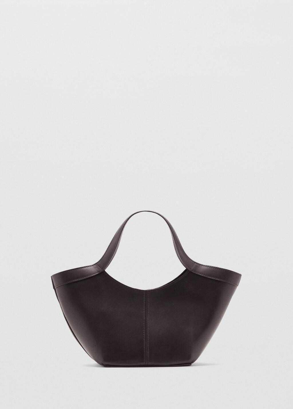 Brown Leather Handbag, Dark Brown, medium