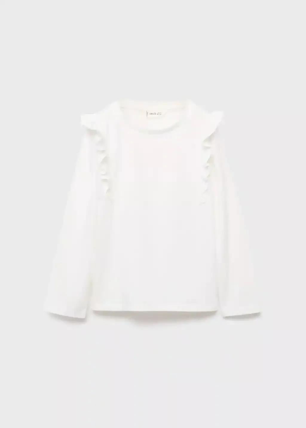 NATURAL WHITE Frills cotton t-shirt, Baby Girl, Natural White, medium