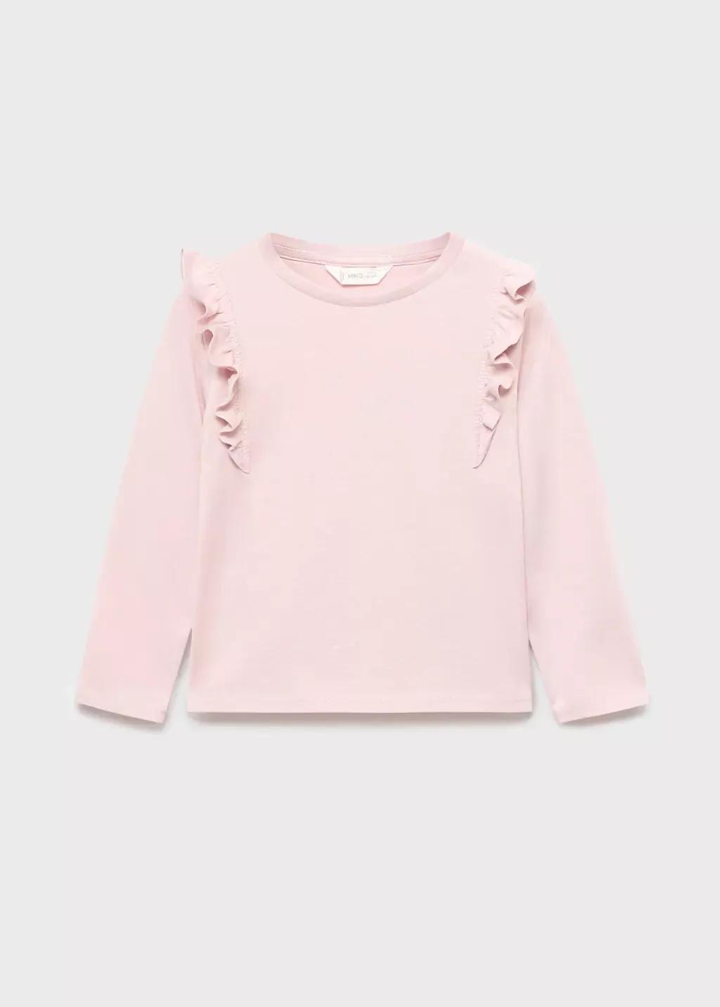 Pink Frills Cotton T-Shirt, Baby Girl, , medium