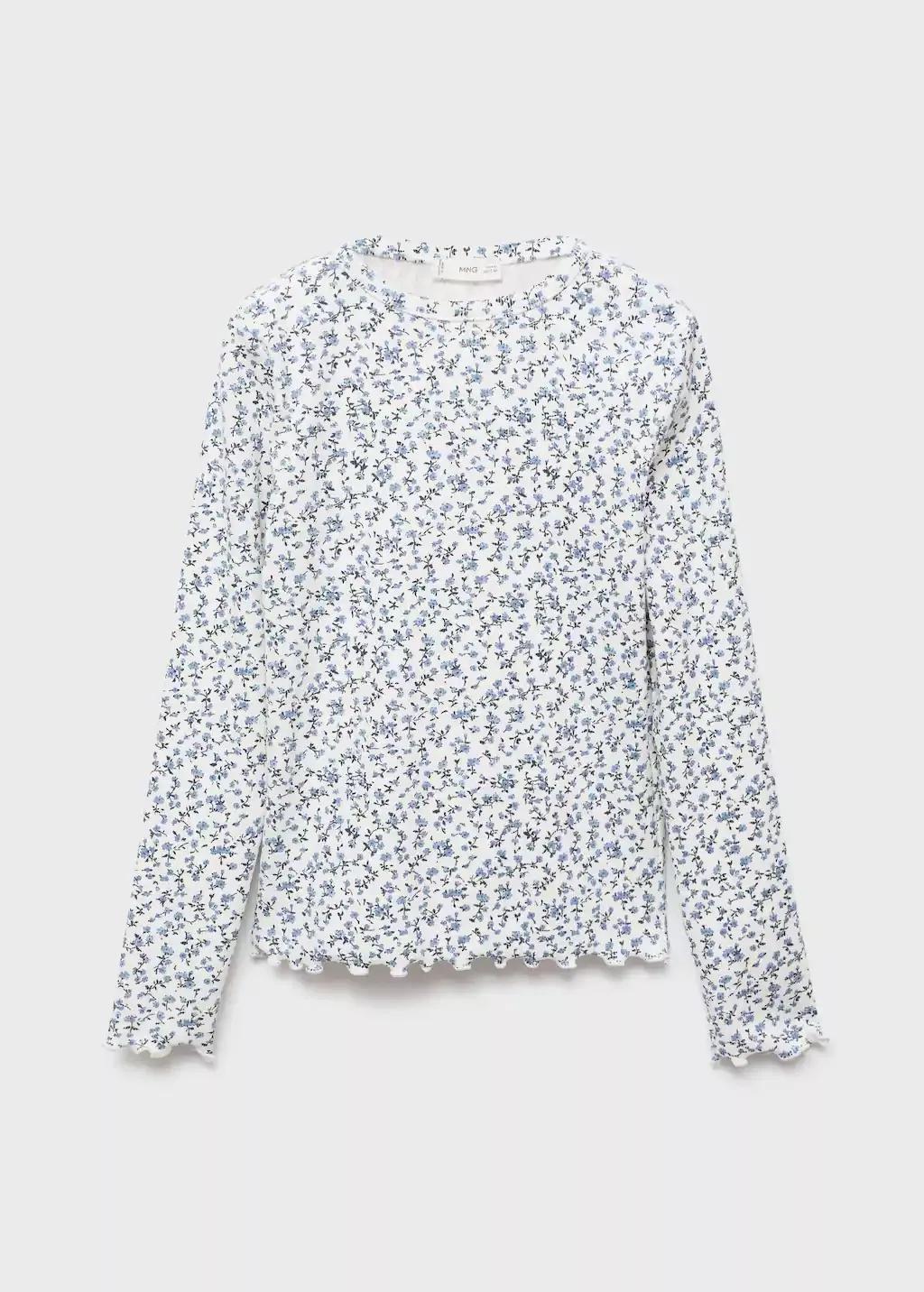White Floral-Print T-Shirt, Kids Girl, , medium