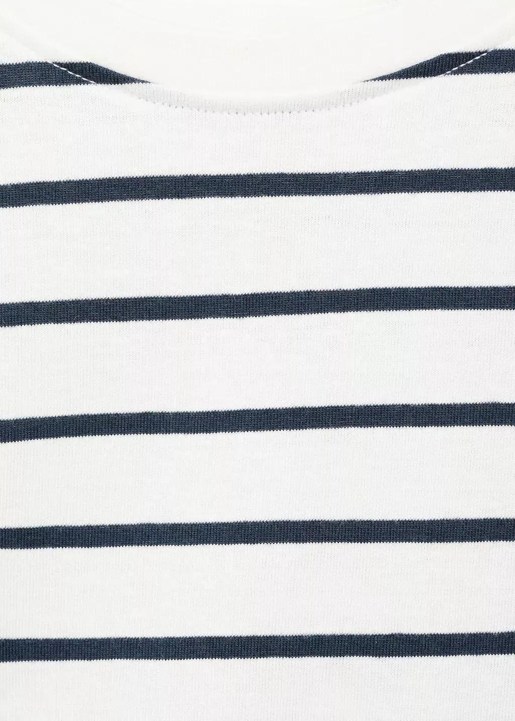 Navy Basic Striped T-Shirt, Kids Girl, , large image number 1
