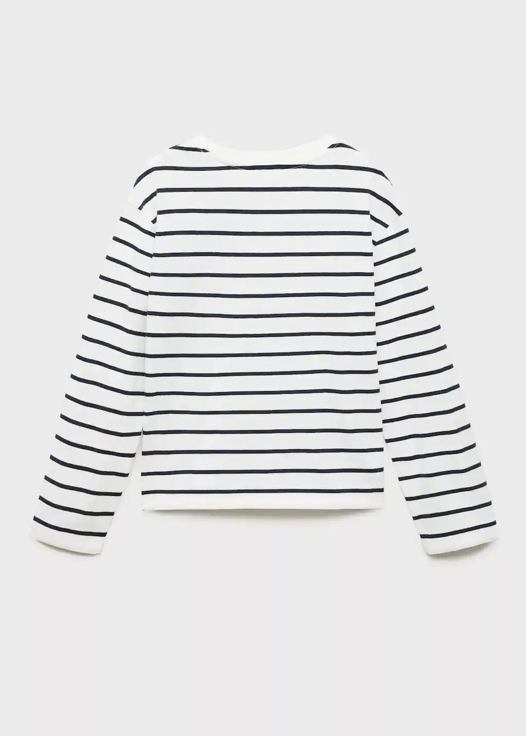 Navy Basic Striped T-Shirt, Kids Girl, , large image number 2