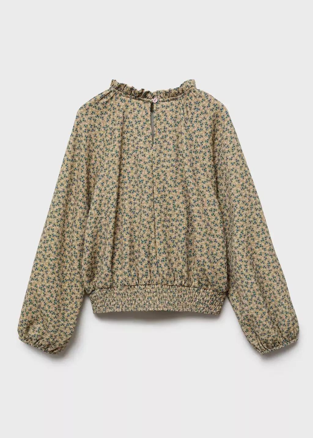 Green Floral Print Blouse, Kids Girl, , large image number 1