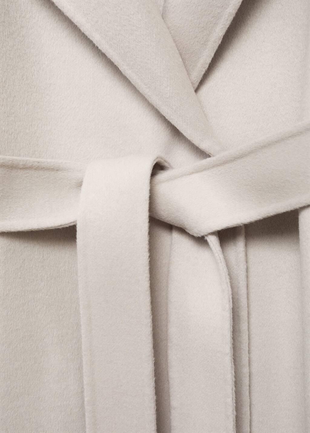 NATURAL WHITE Handmade wool coat with belt, Natural White, medium
