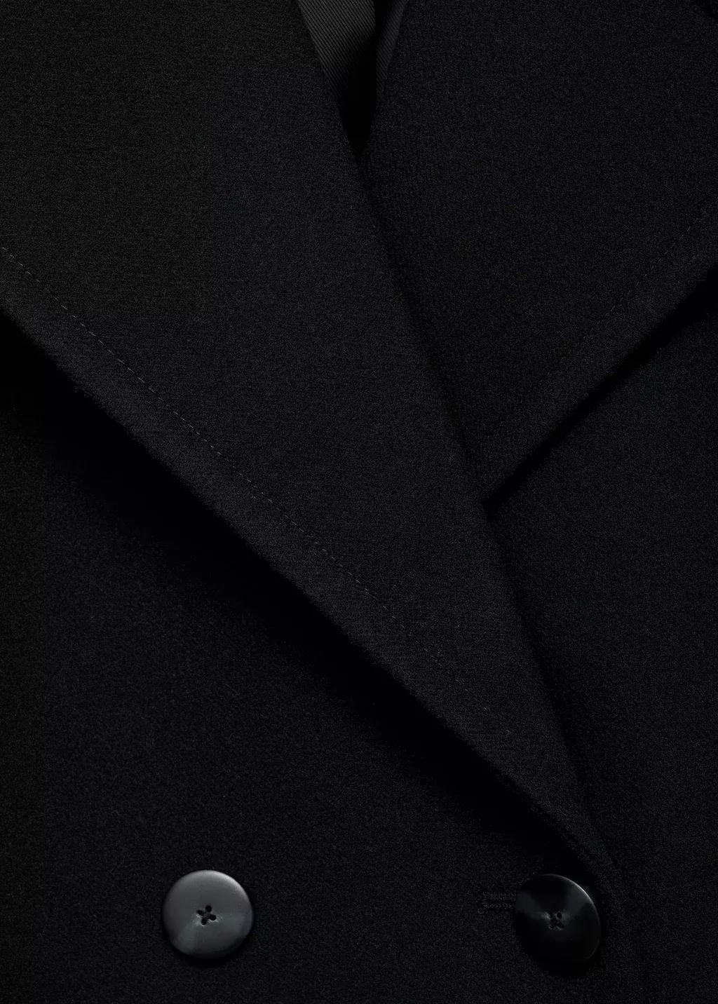 Black Double-Breasted Wool-Blend Coat, , large image number 1
