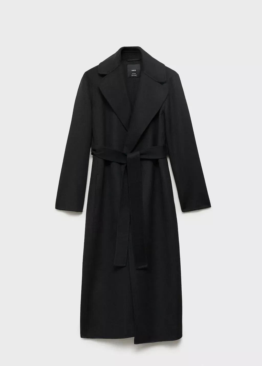 Black Wool Coat With Handmade Belt, 0201_99, large image number 0