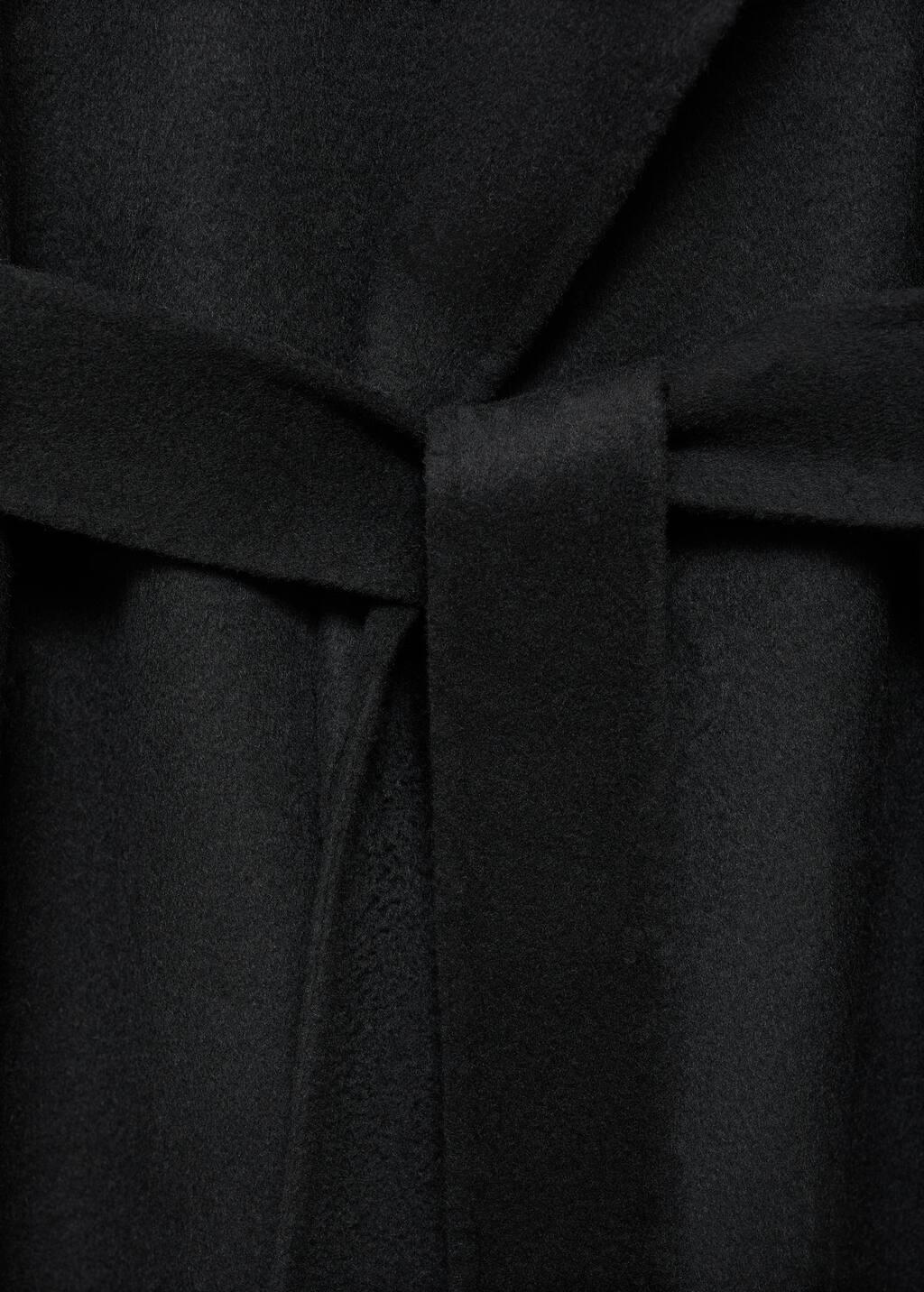 Black Wool Coat With Handmade Belt, 0201_99, medium