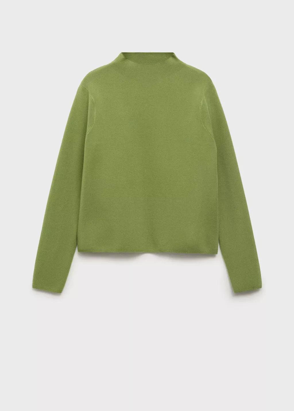 Green Knitted Sweater With Perkins Neck, , large image number 0