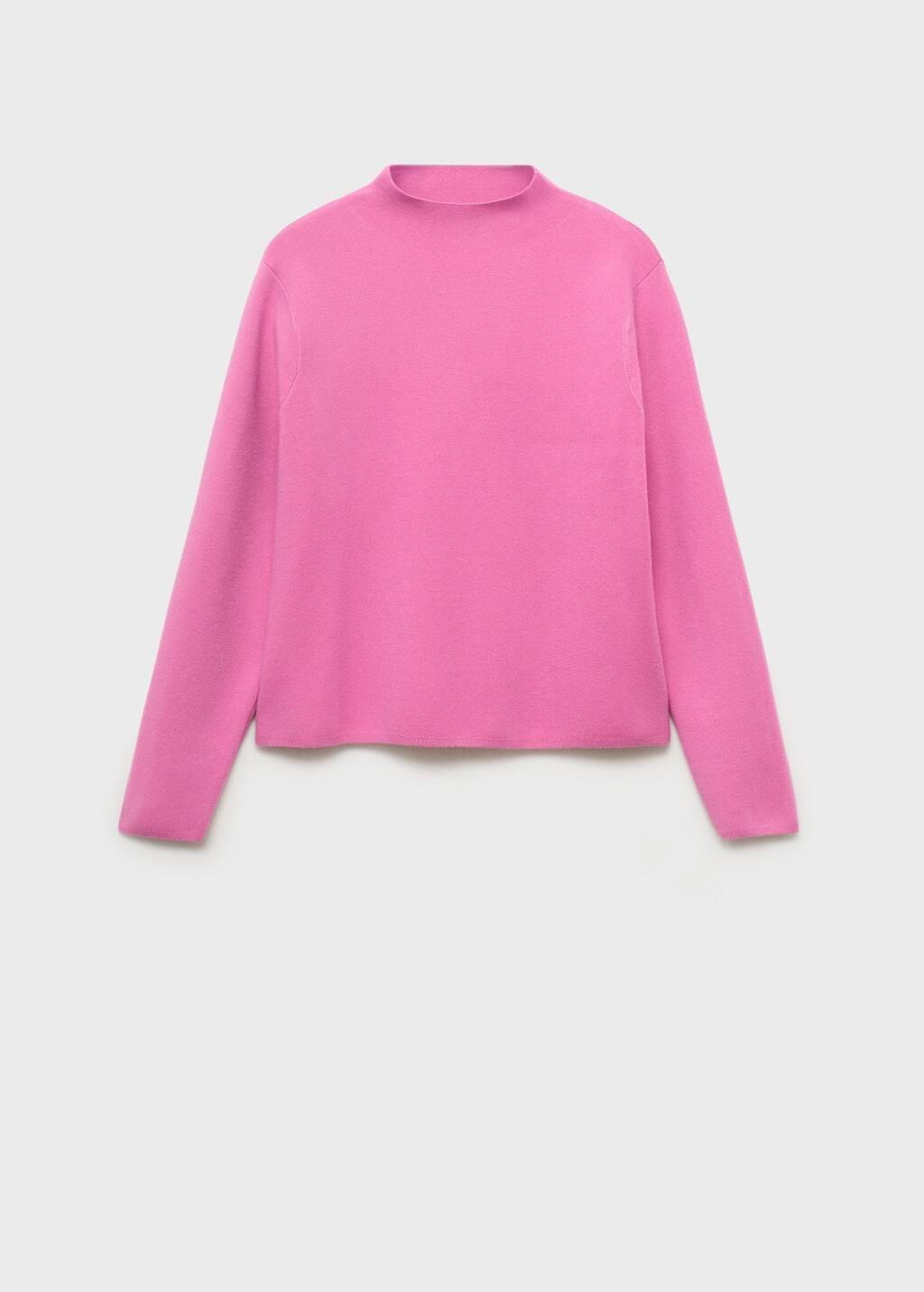 Pink Knitted Sweater With Perkins Neck, , large image number 0