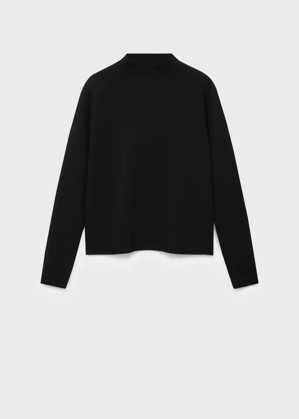 Black Knitted Sweater With Perkins Neck, , large image number 3