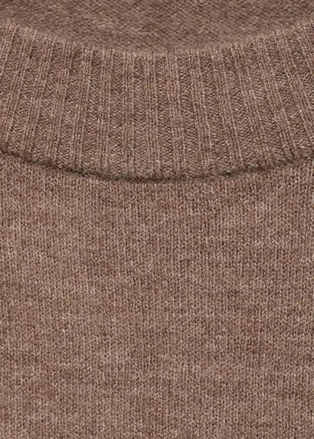 Brown Oversized Sweater With Ribbed Trim, Medium Brown, medium