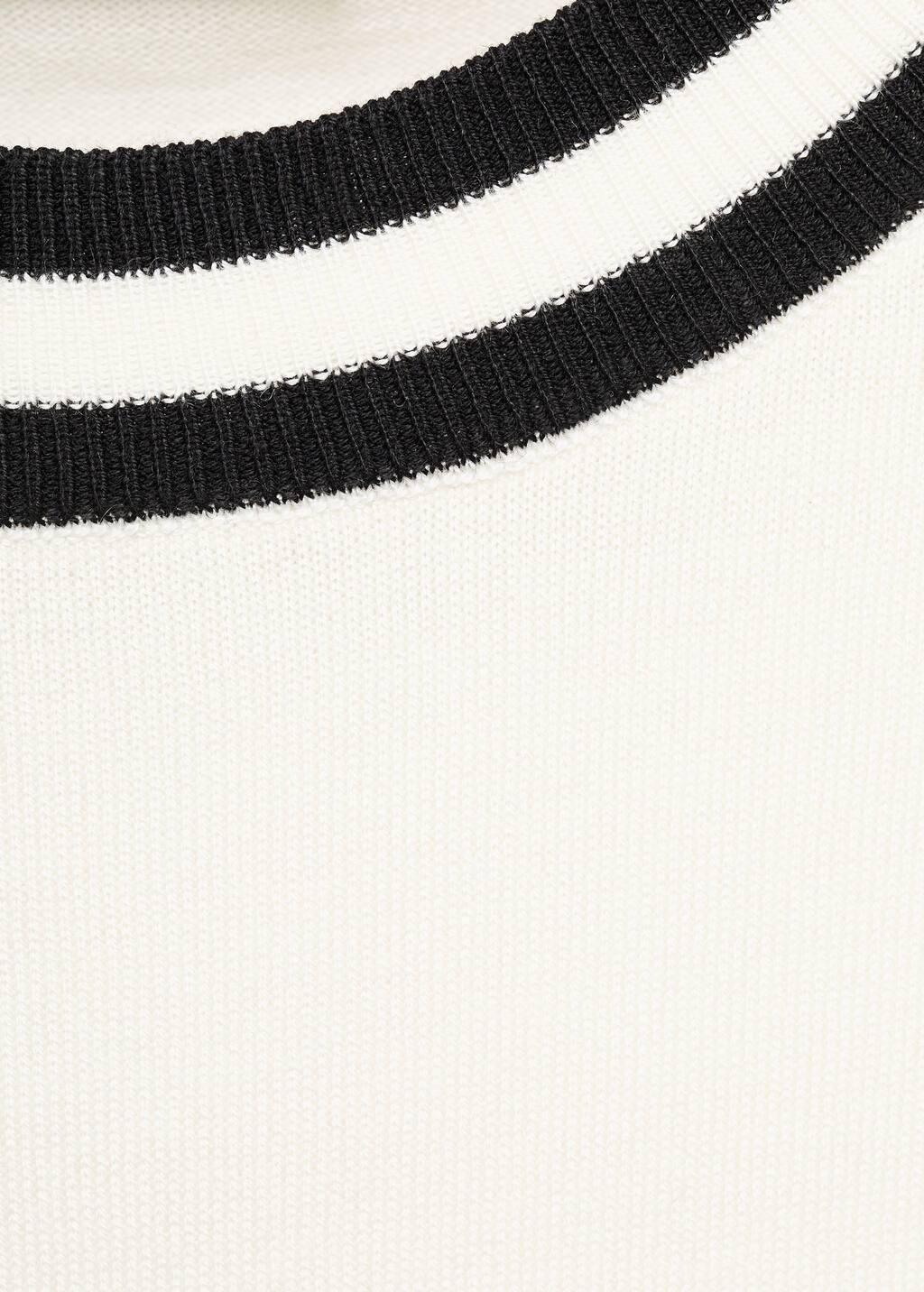 Beige Short-Sleeved Sweater With Contrasting Stripes, , large image number 2