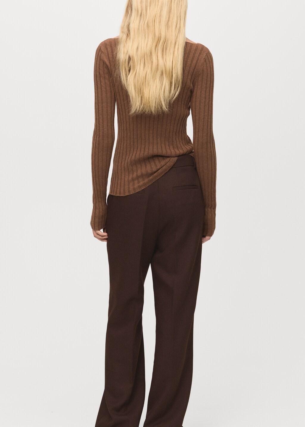 DARK BROWN Boat neck ribbed sweater, Dark Brown, large image number 2