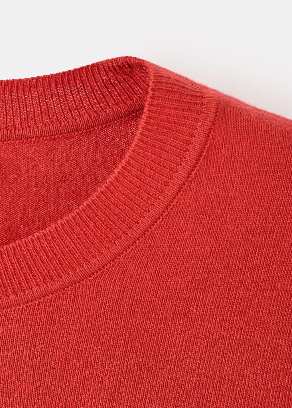 Orange Fine-Knit Crew-Neck Sweater, Dark Orange, large image number 1
