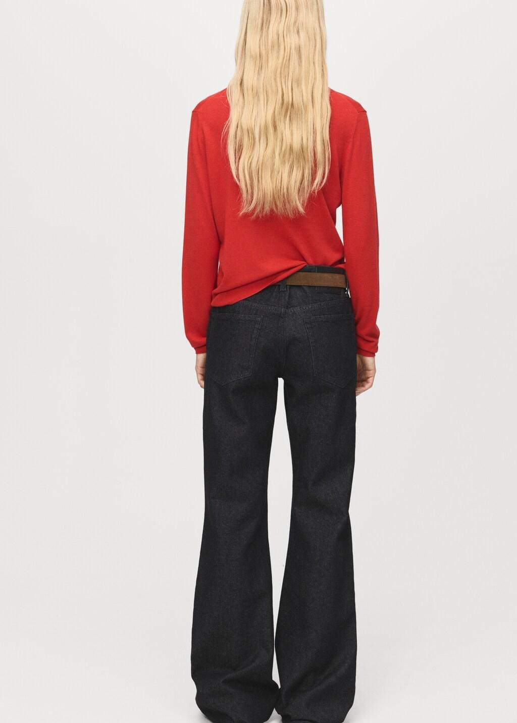 Orange Fine-Knit Crew-Neck Sweater, Dark Orange, large image number 2