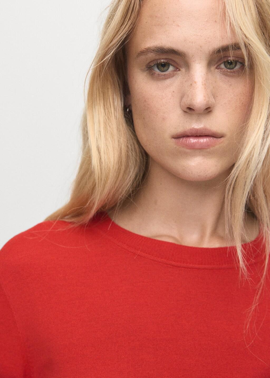 Orange Fine-Knit Crew-Neck Sweater, Dark Orange, large image number 4