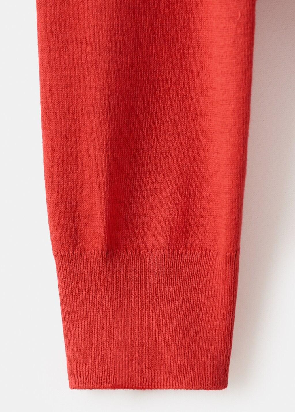 Orange Fine-Knit Crew-Neck Sweater, Dark Orange, large image number 5