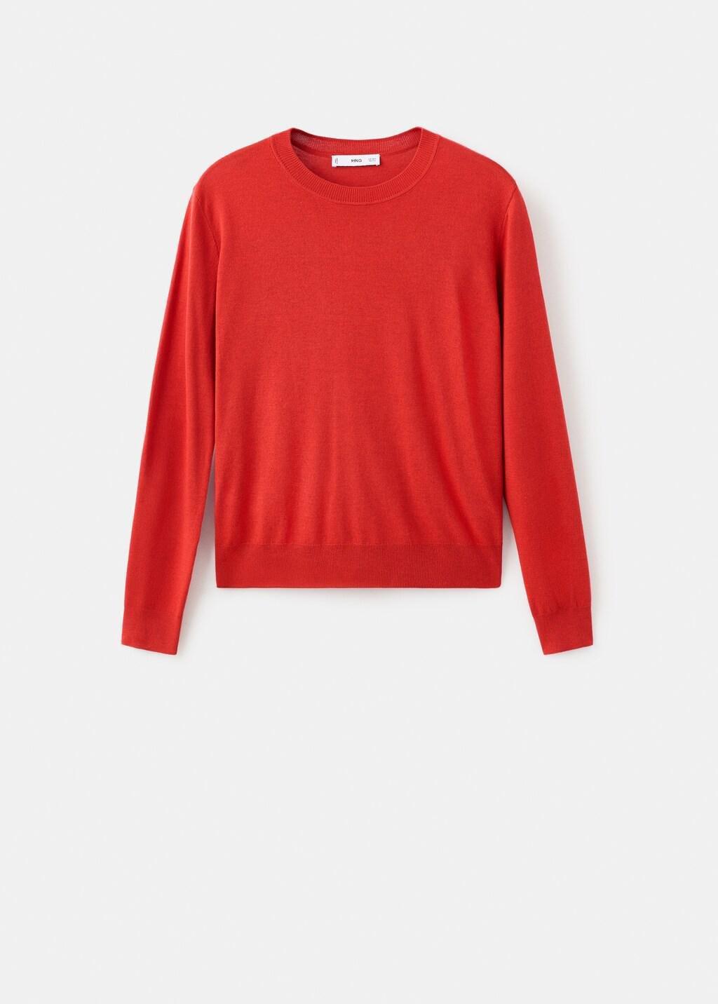Orange Fine-Knit Crew-Neck Sweater, Dark Orange, large image number 6