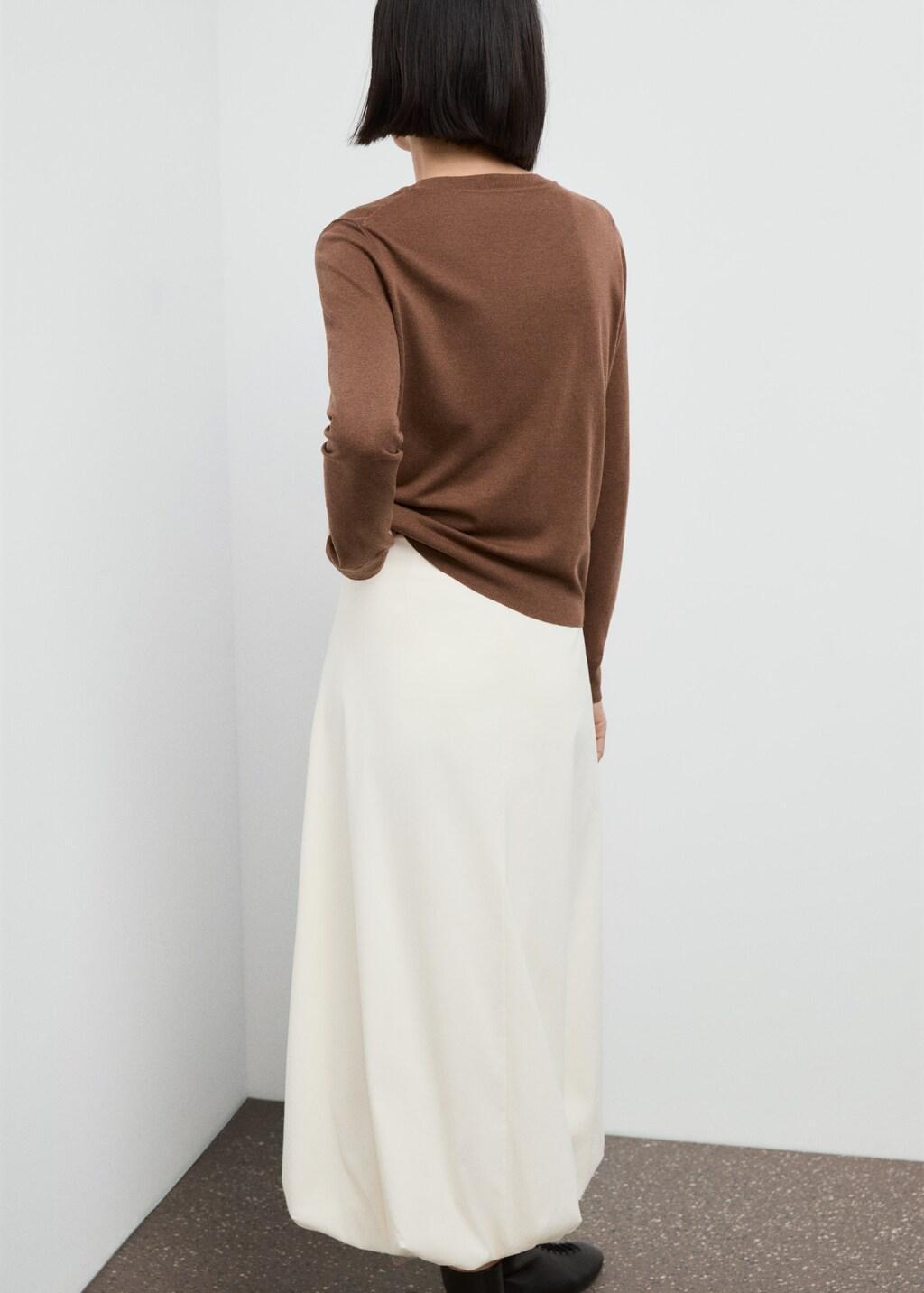 Brown Fine-Knit Crew-Neck Sweater, Medium Brown, large image number 2
