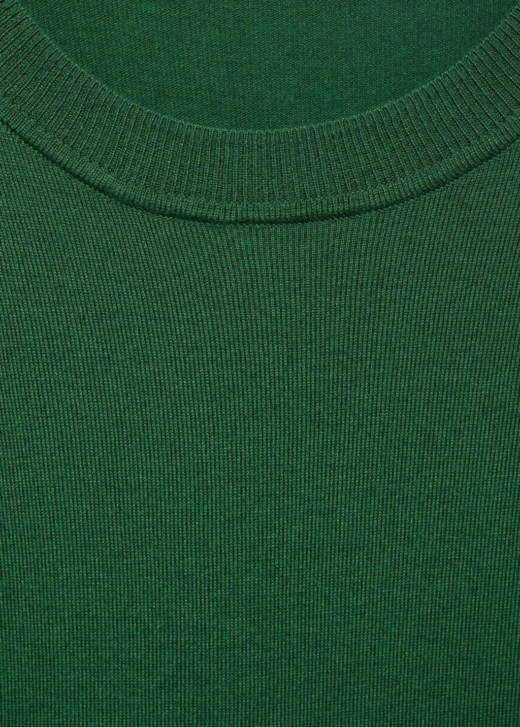 Green Fine-Knit Crew-Neck Sweater, 0201_49, large image number 1