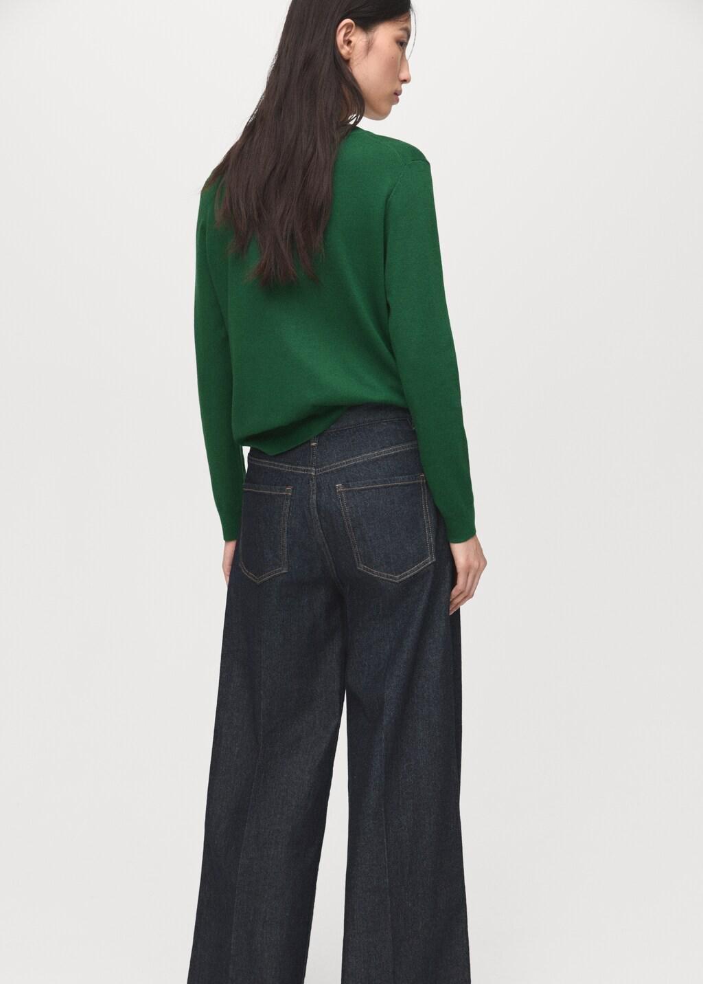 Green Fine-Knit Crew-Neck Sweater, 0201_49, large image number 2