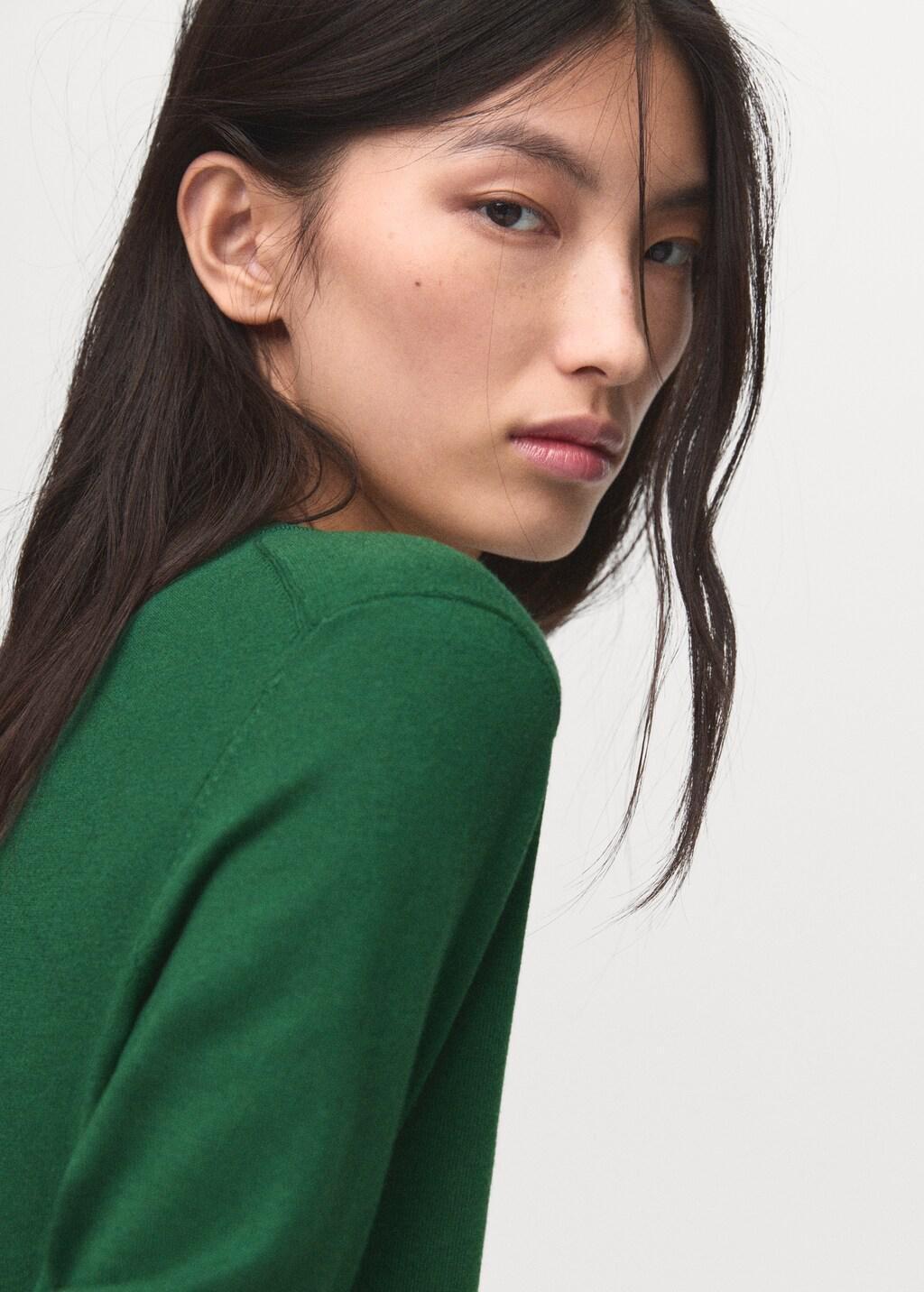 Green Fine-Knit Crew-Neck Sweater, 0201_49, large image number 4