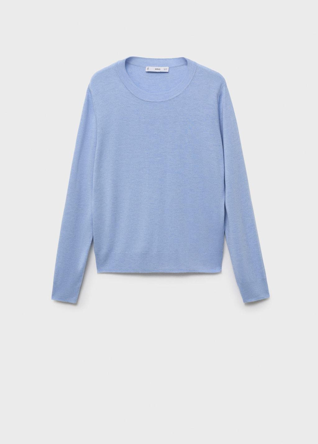 Blue Lt Pastel Fine-Knit Crew-Neck Sweater, , large image number 0