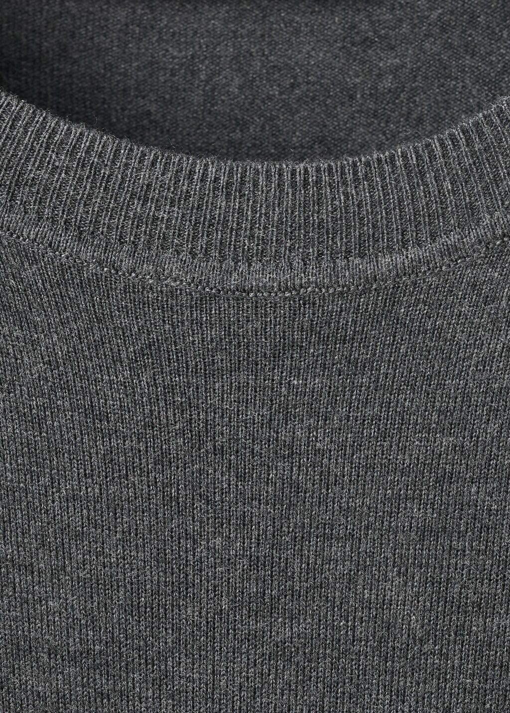 Grey Fine-Knit Crew-Neck Sweater, Dark Grey, large image number 1