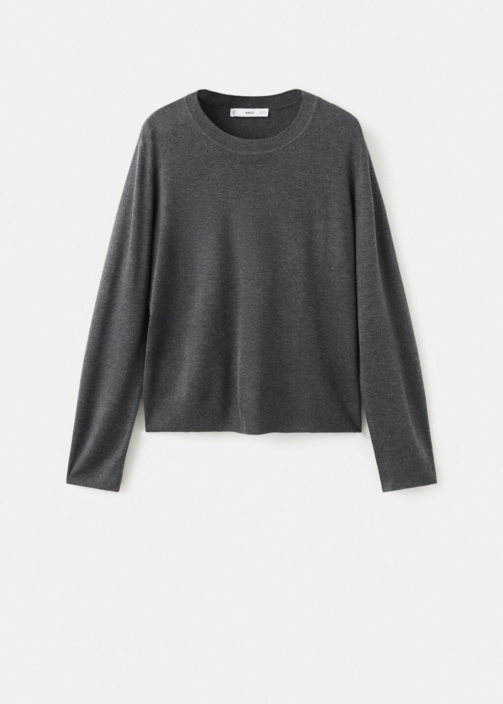 Grey Fine-Knit Crew-Neck Sweater, Dark Grey, large image number 6