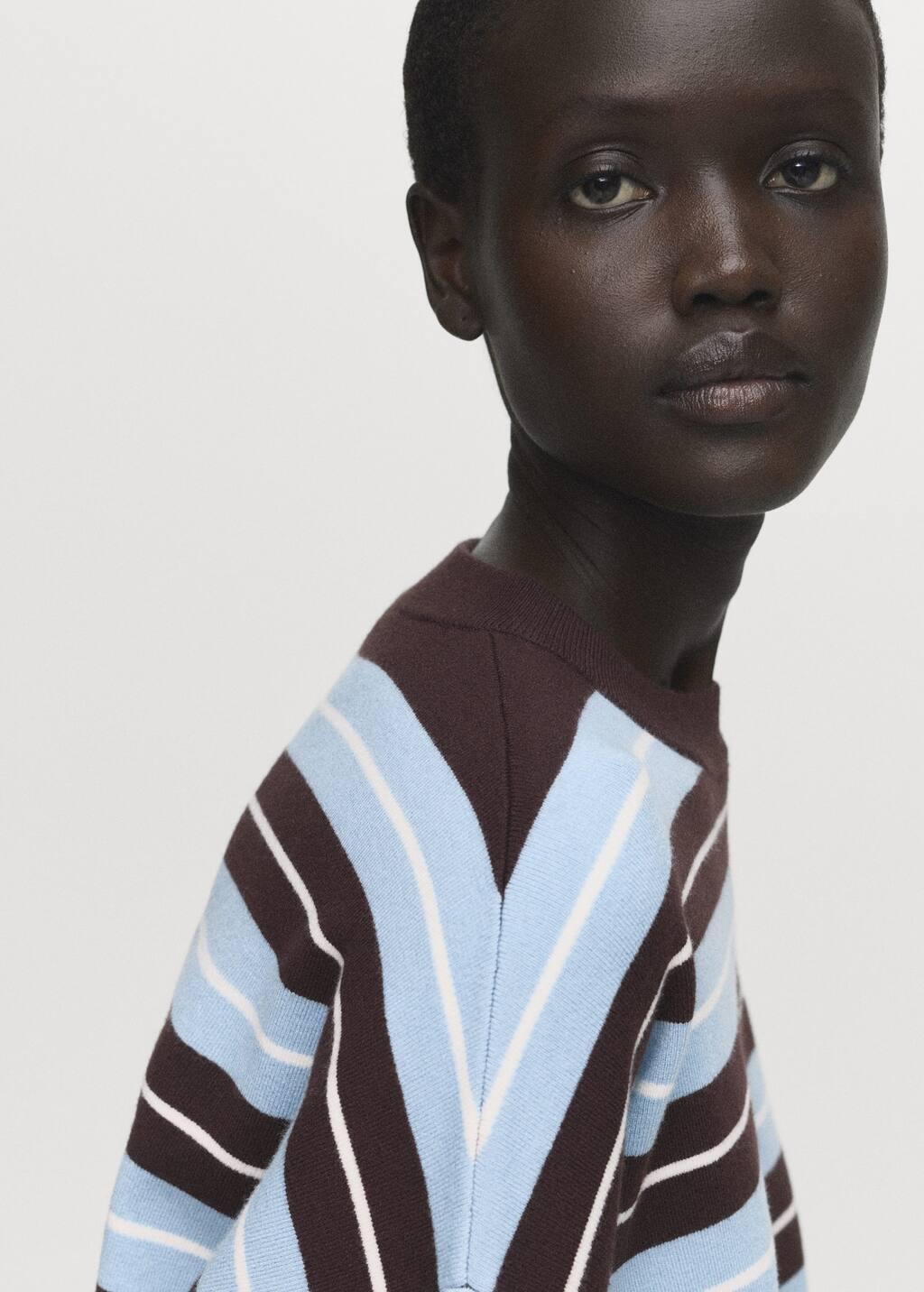 Brown Oversized Striped Sweater, , large image number 1